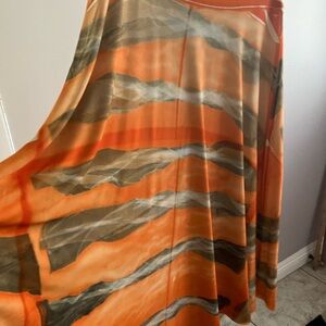 Orange Maxi A-Line Skirt with Asymmetrical Design for Resort Wear